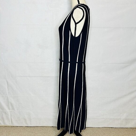Calvin Klein Sweater Dress Size M Sleeveless Long Navy Blue Striped - Picture 5 of 10